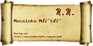 Mocsinka Máté névjegykártya